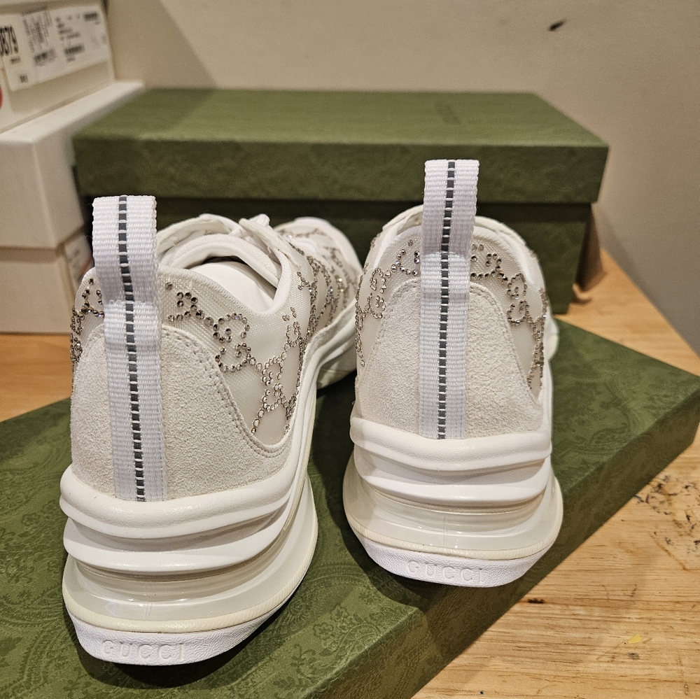 COPY - GUCCI SWAROVSKI CRYSTAL EMBELLISHED SNEAKERS SZ 38.5 - Picture 6 of 7